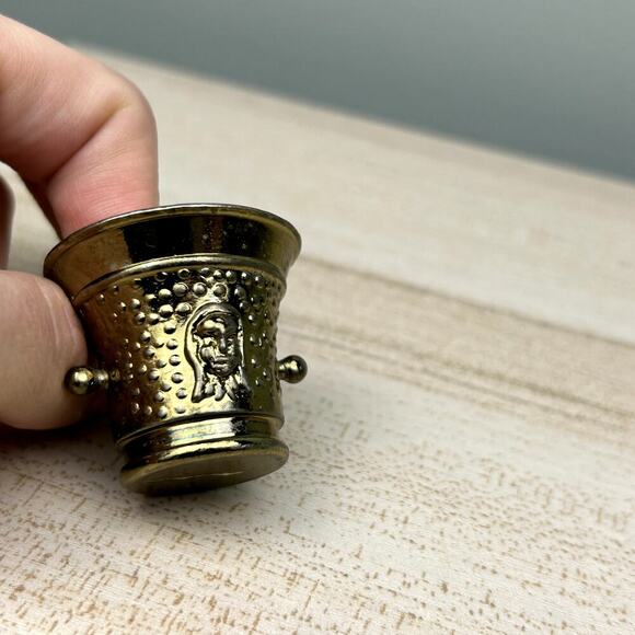 Miniature Dollhouse Mortar Ice Bucket Trashcan Dollhouse Furniture Bronze Color - Picture 9 of 12